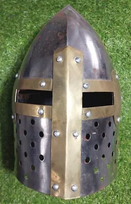 Great Handmade Steel Knights Replica Helmet Medieval Templar Crusader Armour • £30