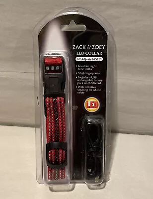 New Zach & Zoey LED Pet Dog Collar 3 Lighting Options Adjustable 10 -12  Red • $9.50