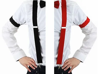 Mens Barber Shop Quartet 1920s Fancy Dress Red Black Arm Bands Garters Braces • £6.99