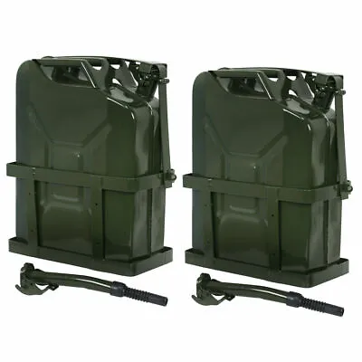 2PCS 5 Gallons Jerry Can With Holder 20L Liter Steel Oil Gas Tank Gasoline Green • $85.58