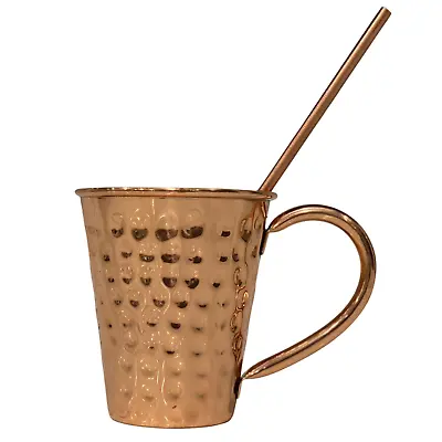 One 100% Pure Copper Old Moscow Mug 12 Oz + Copper Straw.Copper Cup Copper Mug • $8.88