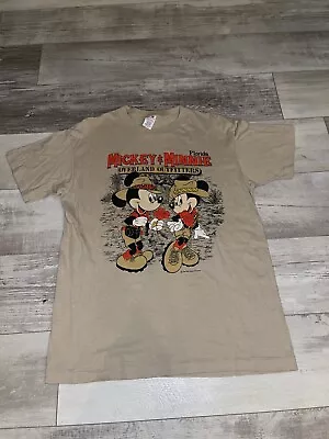 Vintage 80s Mickey Mouse Safari Overland Outfitters Shirt Cartoon Disney Size XL • $41