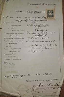 1907 Komarom Hungary Jewish Document Signed By Rabbi Armin Schnitzer • $0.99