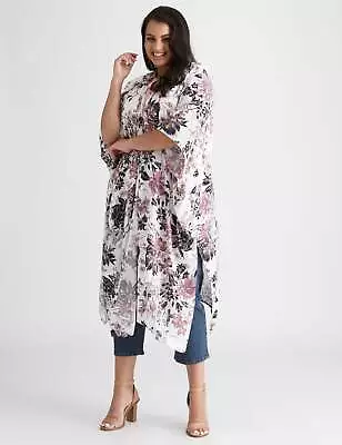 BeMe - Plus Size - Womens Tops -  Floral Longline Kimono • $20.73