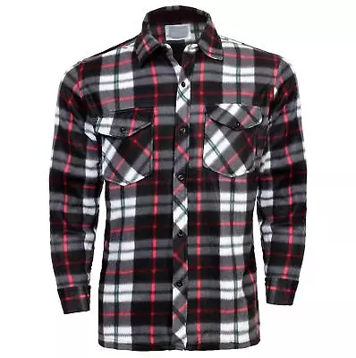 Mens Brushed Fleece Flannel Lumberjack Check Thermal Shirt Warm Winter Work Top • £10.95