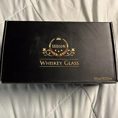 Veecom Whiskey Glass Set Of 2 10 Oz Crystal Whiskey Glasses Thick Bottom Bou... • $10