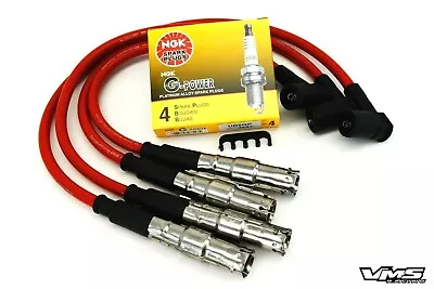 Vms Racing Red Ignition Wires Ngk Platinum Spark Plugs For 98-01 Vw Beetle 2.0l • $66.88