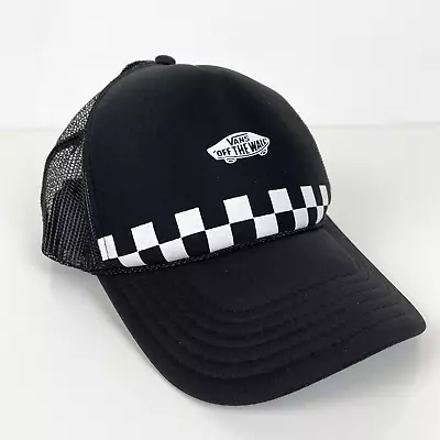 NWOT Vintage 90s VANS OTTO Checkered Snapback Hat Mesh Black White New Old Stock • $17.99