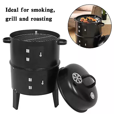 Detachable 3-in-1 Vertical Charcoal Smoker Portable BBQ Smoker Grill • $79.79