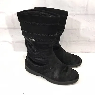 Vintage TECHNIA Black Animal Hair Suede Goat Fur Lined Apres Ski Boots ITALY 31 • $19.99