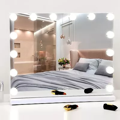 LED Bulb Hollywood Large Vanity Makeup Mirror Table Wall Mirror Light Up 50X42CM • £54.99