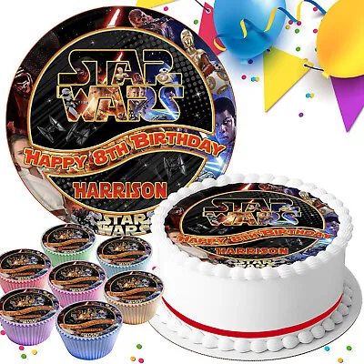 Star Wars Birthday Personalised Edible Icing Cake Topper & Cupcake Toppers D752 • £7.99