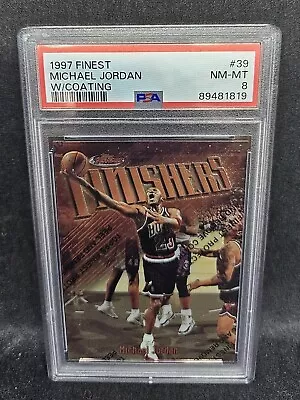 1997 TOPPS FINEST MICHAEL JORDAN W/ COATING #39 PSA 8 FINISHERS BULLS LEGEND • $9.99