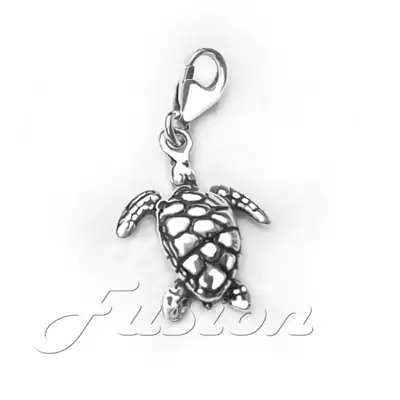 Solid .925 Sterling Silver Turtle Charm Clip-on ADD CHARM TO BRACELET CH34 • £7.99