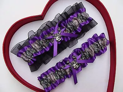 NEW Mossy Oak Camouflage Camo Purple Black Wedding Garter Prom Sexy Hunter Chick • $13.46