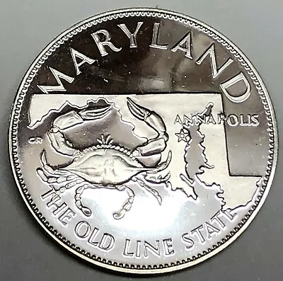 # C7640     Franklin  Mint  Sterling  Silver  Medal  State Of   Maryland • $24.50