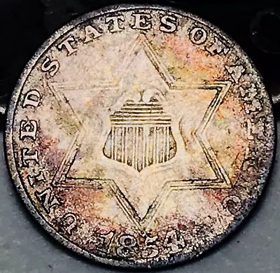 1854 Three Cent Silver Piece Trime 3cs Type 2 Ungraded Choice US Coin CC19568 • $114.99