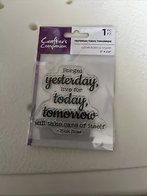 Crafters Companion. Clear Acrylic Stamp. Yesterday Today Tomorrow As Pictures • £1.25