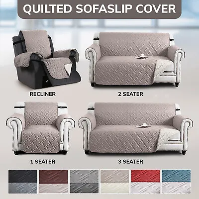 Sofa Slip Covers Quilted Throw Water Resistant & Dust Protector Couch Cover UK • £17.99