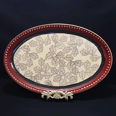 Dept 56 Serving Tray Oak Leaf Fall Thanksgiving Oval Platter Ceramic 18  • $18