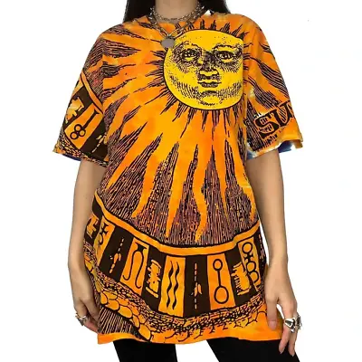 Liquid Blue Sun Moon Tie Dye TShirt 2side Allover  Print Vintage Style • $29.99