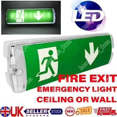 LED Emergency Light 3W Fire Escape 3 Hour Maintained Door White Exit Sign Box • £12.69