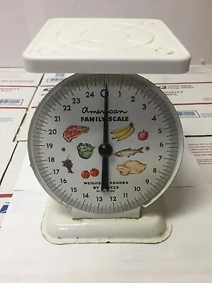 Vintage American Family Metal Scale 25 Lb. Deco Farm Kitchen Decor White • $22.99