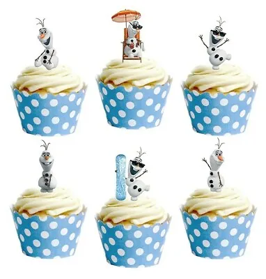 28 Frozen Olaf Stand Up Cup Cake Toppers Edible Birthday Party Decorations • £2.25