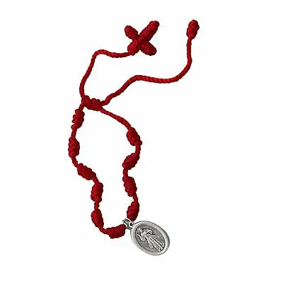 The Divine Mercy Of Jesus Red Knotted Adjustable Rosary Bracelet With Medal • $15.99