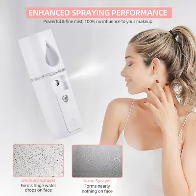 Portable Face Nano Mist Sprayer Pore Facial Hydration Moisturizing USB Steamer • $7.49