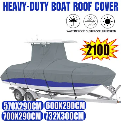 For Center Console Boats With T-Top Roofs Heavy-Duty Boat Cover 16-24ft Grey • $149.99