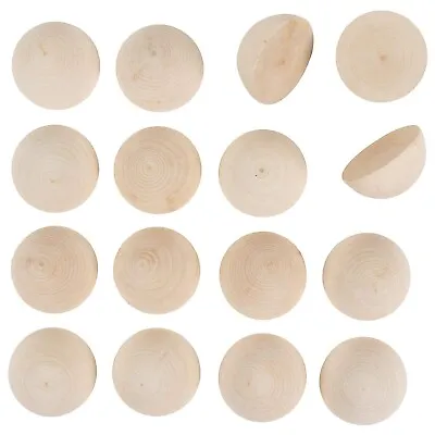 16 Pack 2  Unfinished Half Wooden Balls Split Natural Wood Beads For Craft Paint • $12.49