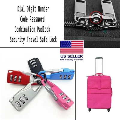 1x Travel Luggage Metal Lock Padlock 3 Digit Mini Code Combination Password • $6.99