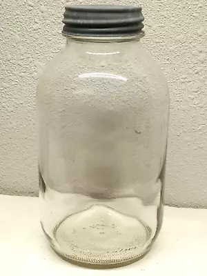 Vintage DURAGLAS CLEAR GLASS 1/2 GALLON JAR With BALL LEAD MILK GLASS LID • $10.99