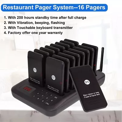 CATEL Restaurant Cafe Pager System 16 Pagers Wireless Paging System In Vibration • $103