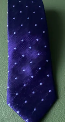 M&S Purple With Silver Grey Polka Dots Silk Tie • £4.99