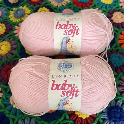 Vintage Lion Brand Yarn Baby Soft-Color Pastel Pink 101 Lot Of 2 • $12