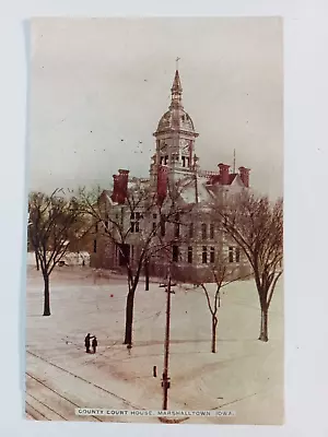 Marshalltown Iowa Ia Postcard 1909 Courthouse Court House Winter Snow Scene • $7