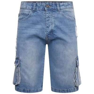 £14.95 • Buy Mens Denim Shorts Cargo Combat Casual Jeans Knee Length Summer Pants Pockets New