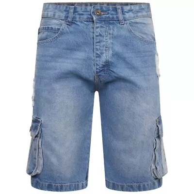 £14.95 • Buy Mens Denim Shorts Cargo Combat Casual Jeans Knee Length Summer Pants Pockets New