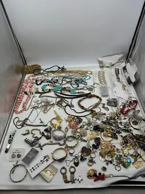 Vintage & Now Jewelry Lot Necklaces Brooches Rings Earrings Woman OVER 7 POUNDS! • $1.25