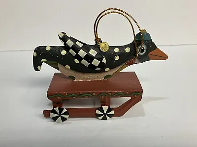 MacKenzie Childs~Sledding Penguin ~Tin Ornament • $90
