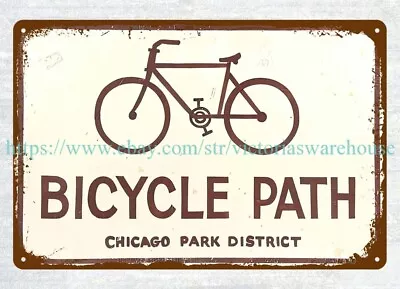 Bicycle Path Chicago Park District Metal Tin Sign Outdoor Art Stores Plaque • $18.93