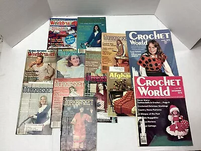 Lot Of 13 Vintage Magazines Crochet & Crafts Workbasket Lots Of Patterns! • $24