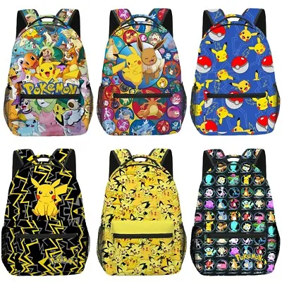 Pikachu Kids Backpack Boys Girls Student School Book Bag Travel Rucksack Gift • $32.99