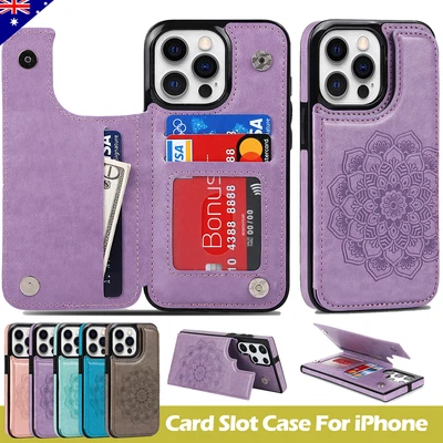$14.99 • Buy For IPhone 14 13 12 11 Pro Max 8/7/SE Plus XR XS Case Leather Wallet Cards Cover