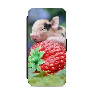 £8.99 • Buy Cute Pig Strawberry Piglet WALLET FLIP PHONE CASE COVER FOR IPHONE SAMSUNG   Z72