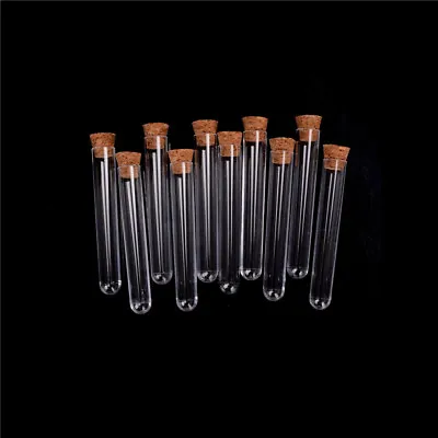 10Pcs/lot Plastic Test Tube With Cork Vial Sample Container Bottle SEQU • $5.94