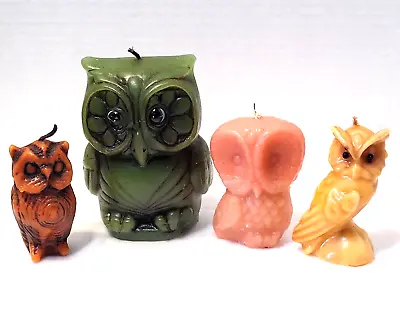 Lot Of 4 Vintage Mid Century Modern Wax Owl Candles 1960's -70's New Old Stock • $24.99