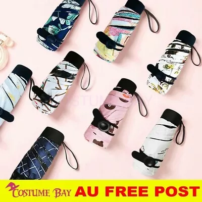 $23.95 • Buy Rain Sun Umbrella 5 Folds Anti-UV Travel Mini Portable Pocket Compact Umbrella